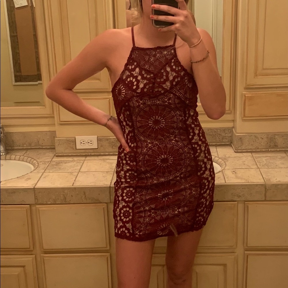 Dark Red lace dress